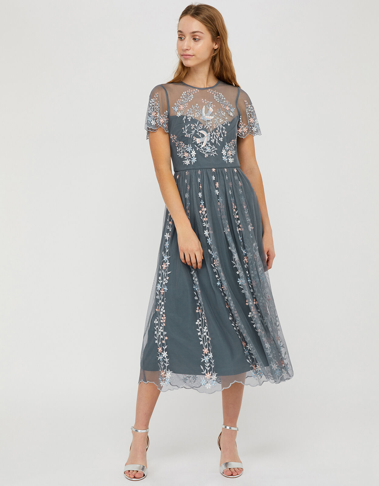 Grey embroidered dress Clearance