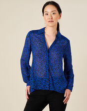 Ditsy Floral Longline Blouse, Blue (COBALT), large