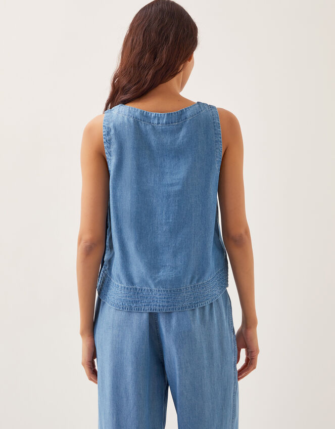 Nyla Button Side Tank Top, Blue (DENIM BLUE), large