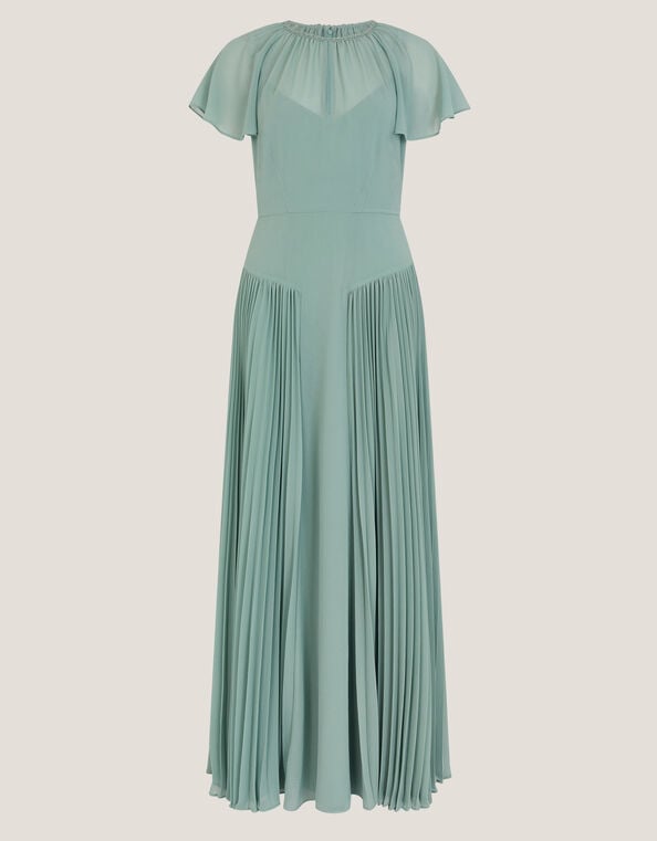 Madison Flutter Sleeve Pleated Bridesmaid Dress, Green (SAGE), large