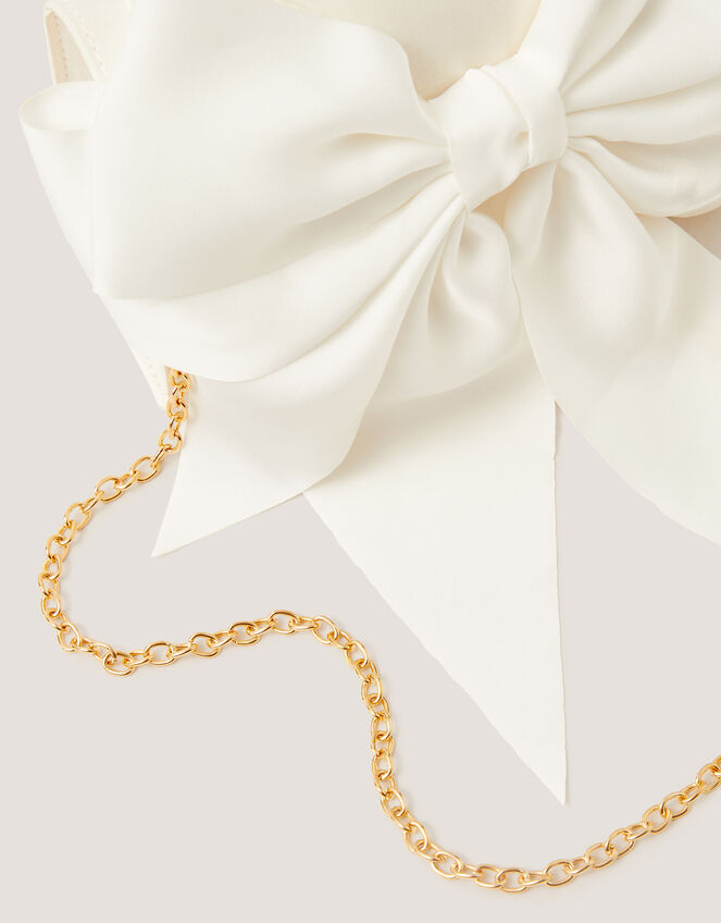 Satin Bow Bag, Ivory (IVORY), large