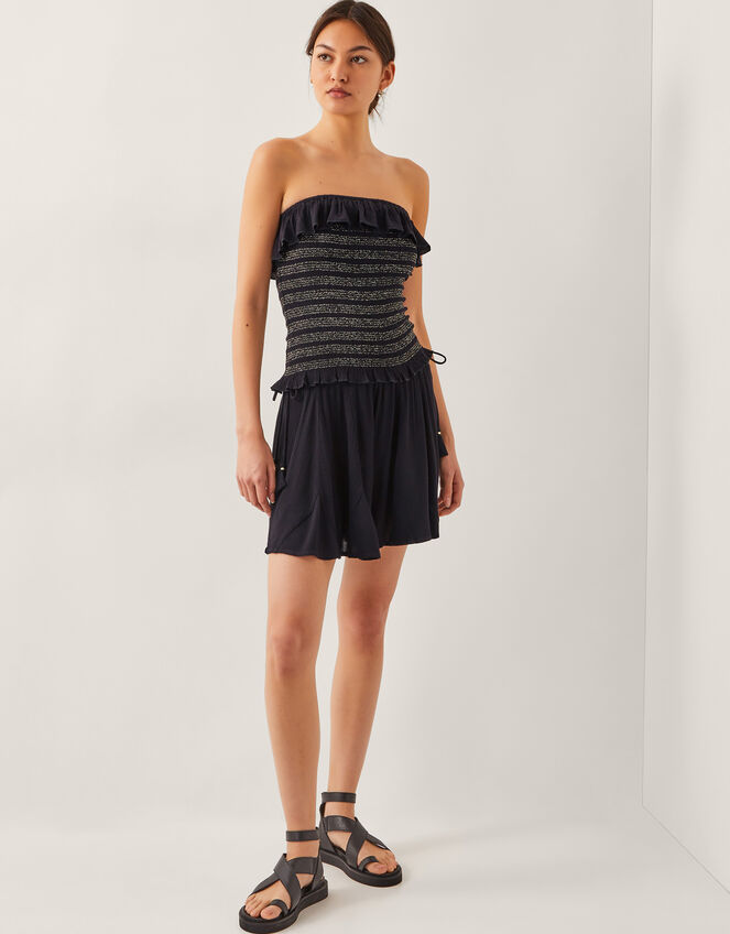 Heidi Metallic Shirred Shorts Black
