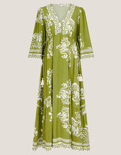 Miley Floral Print Midi Dress, Green (GREEN), large