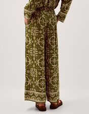 Thalia Floral Print Wide Leg Trousers, Green (GREEN), large