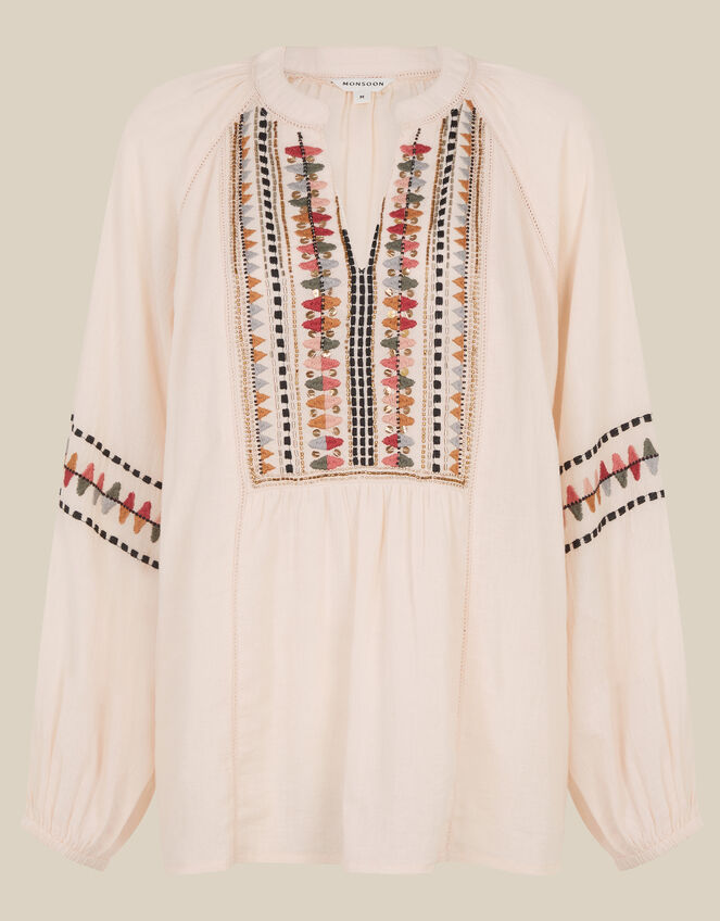 Aoife Geometric Embroidered Top, Pink (BLUSH), large