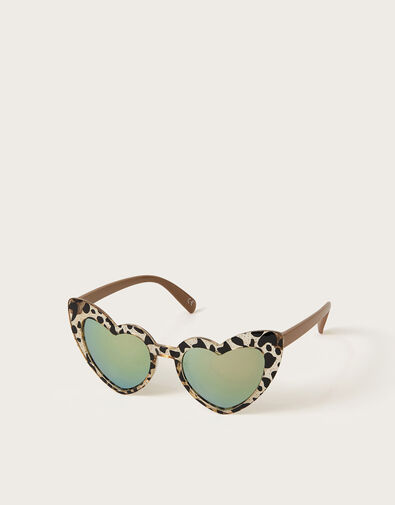 Heart-Shape Leopard Print Sunglasses, , large