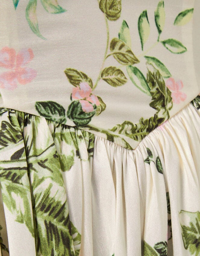 Sicily Floral Fit & Flare Midi Dress, Cream (CREAM), large