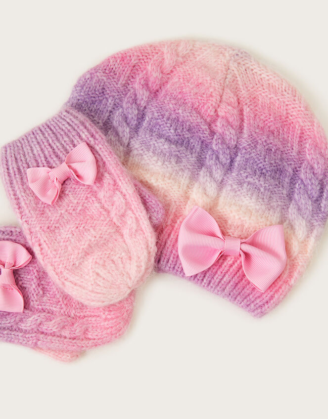 Baby Rebecca Pastel Beanie and Mittens Set, Multi (MULTI), large