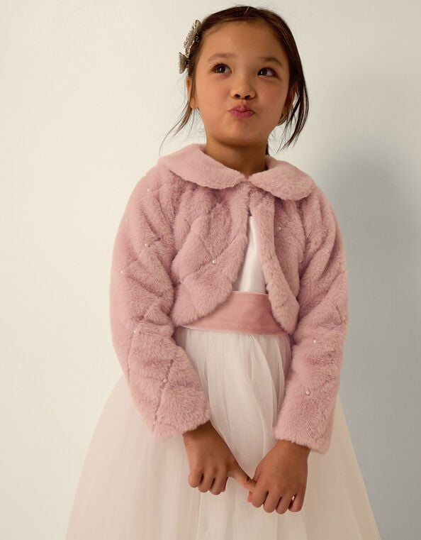 Posie Pearl Faux Fur Jacket, Pink (PINK), large