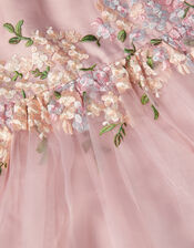 Floral Embroidered Organza Party Dress, Pink (DUSKY PINK), large