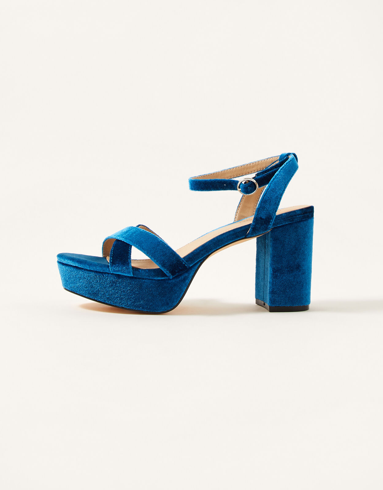 Velvet Platform Heeled Sandals Teal