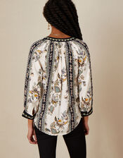 Floral Print Longline Top in LENZING&trade; ECOVERO&trade; , Ivory (IVORY), large