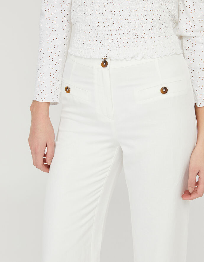Charlotte Regular-Length Trousers in Linen Blend White | Trousers ...