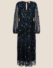 Susan Embellished Sequin Midi Dress, Black (BLACK), large