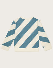 Asymmetric Stripe Sweatshirt, Blue (BLUE), large
