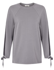 LOUNGE Laurie Velour Trim Sweatshirt, Grey (GREY), large