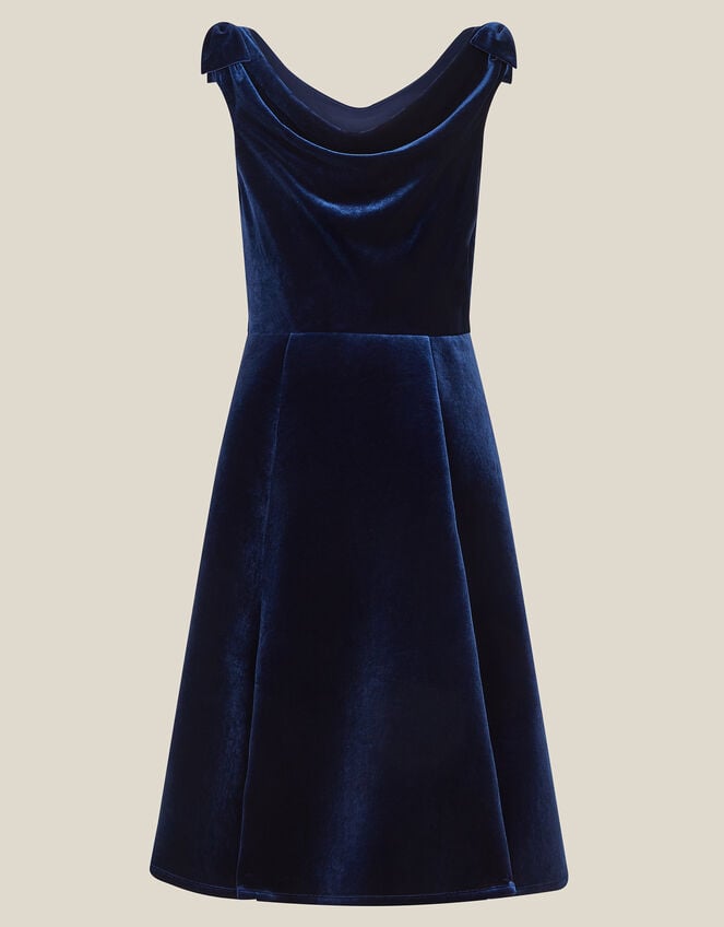 Margot Drape Velvet Party Dress, Blue (NAVY), large