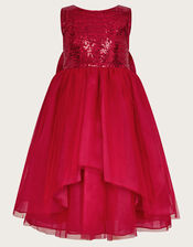 Olivia Sequin Organza Dress, Red (RED), large