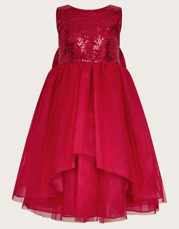 Olivia Sequin Organza Dress, Red (RED), large