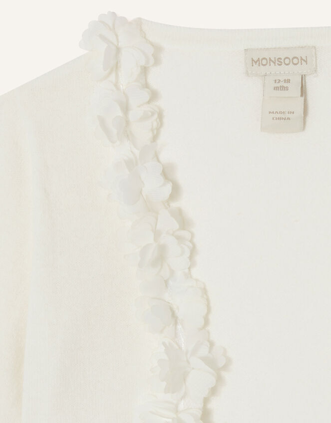 3D Floral Trim Cardigan, Ivory (IVORY), large