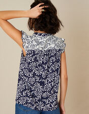 Calli Printed Sleeveless Top, Blue (NAVY), large