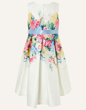 Floral Print High-Low Dress, Ivory (IVORY), large