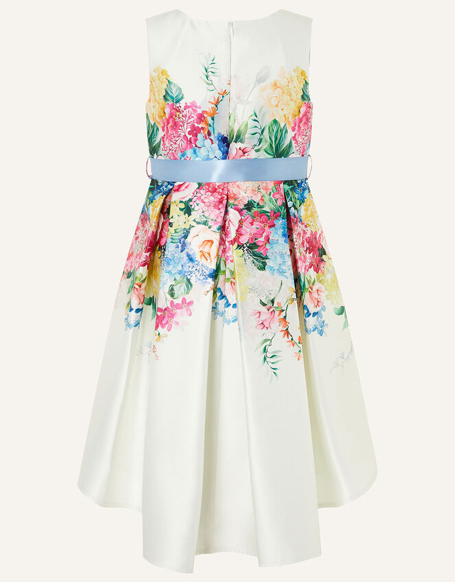 Floral Print High-Low Dress, Ivory (IVORY), large