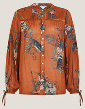 Georgie Botanical Print Blouse, Copper (COPPER), large