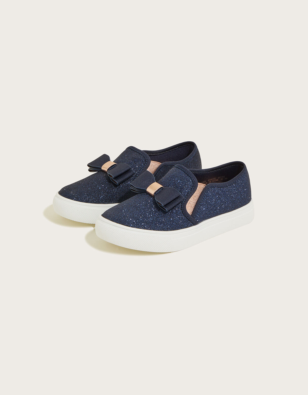 Slip On Glitter Bow Trainers Blue