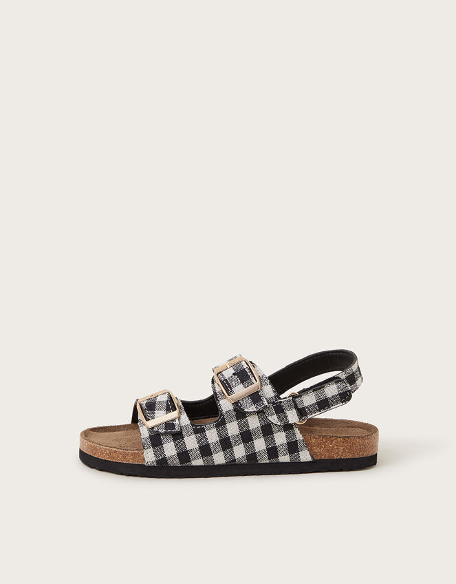 Gillian Gingham Buckle Sandals, Black (BLACK), large