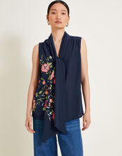 Mya Embroidered Top, Blue (NAVY), large