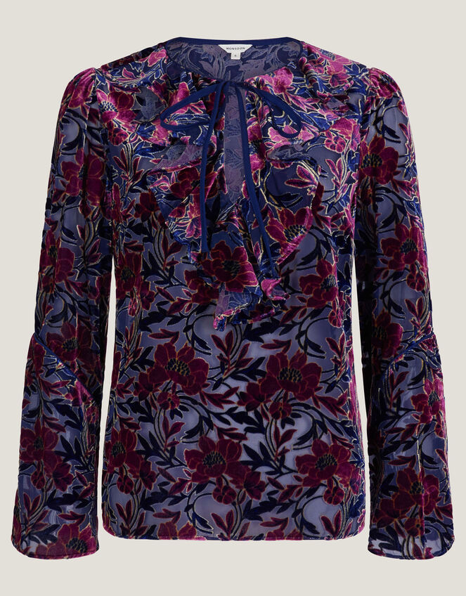 Milena Devor&eacute; Ruffle Blouse, Purple (PURPLE), large