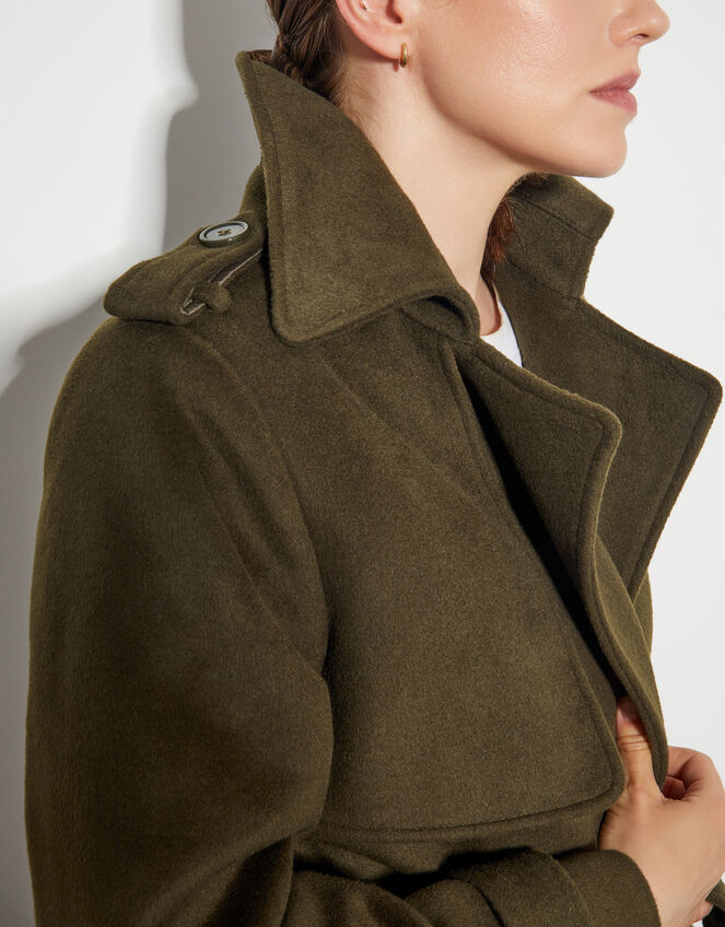 Ollie Belted Trench Coat, Green (KHAKI), large