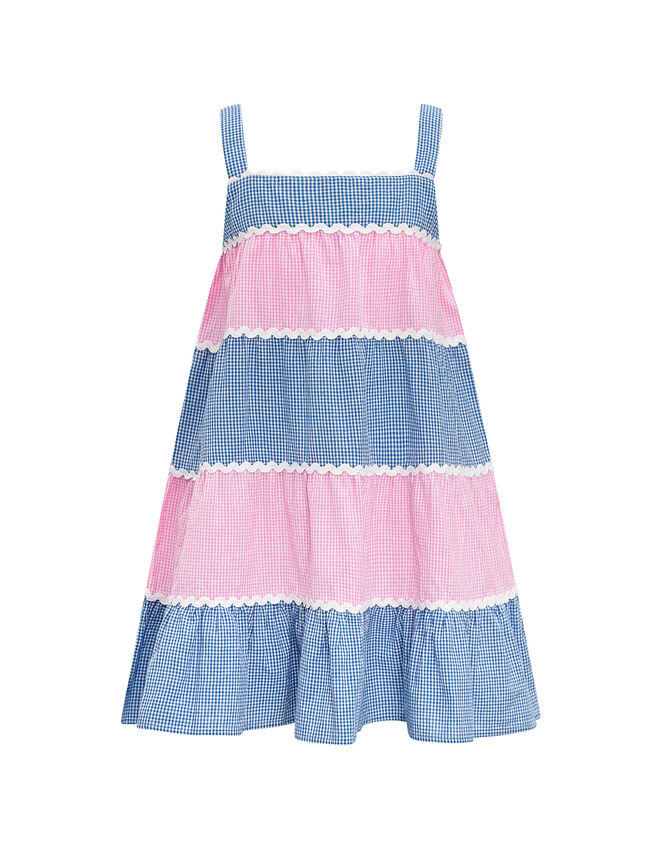 Sunuva Gingham Tiered Dress, Pink (PINK), large