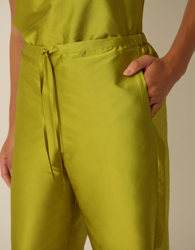 Tansy Cropped Straight Leg Taffeta Trousers, Green (LIME), large