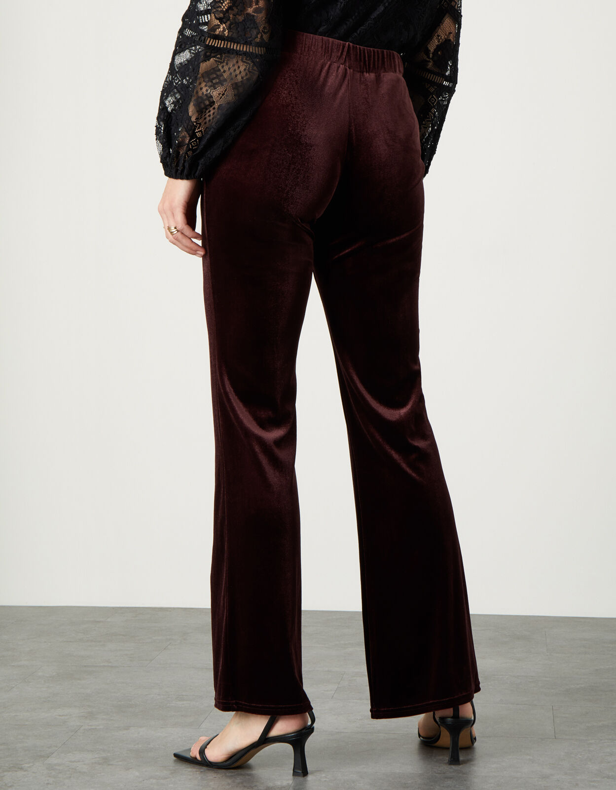 Bella Velvet Bootleg Trousers Brown 