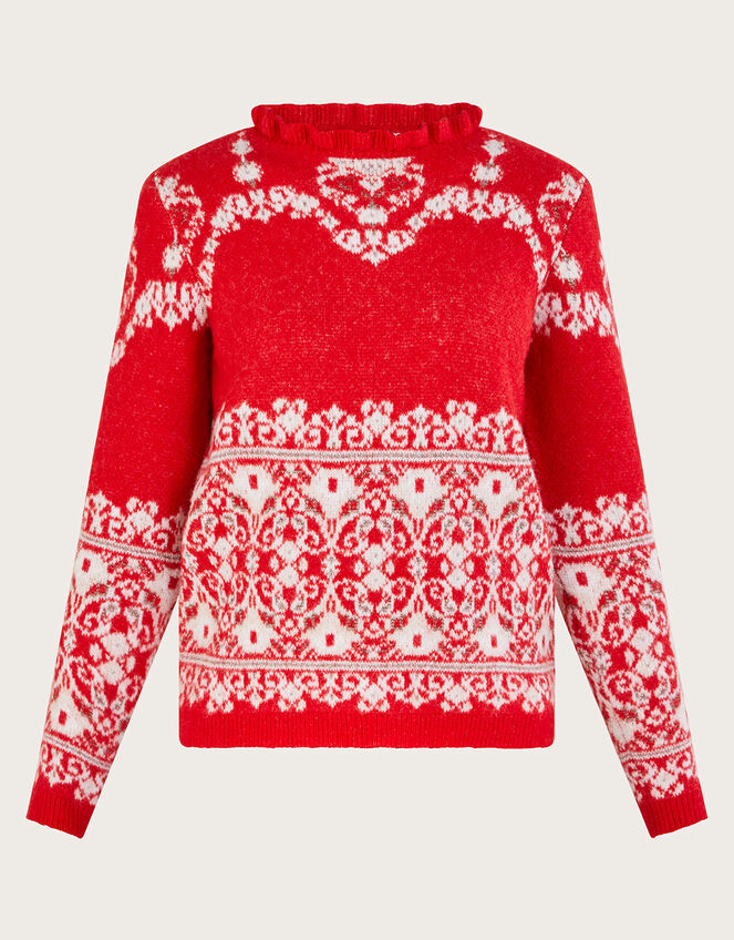 Fabe Fair Isle Jumper Red