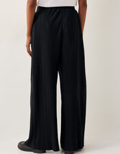 Paula Plisse Wide Leg Trousers, Black (BLACK), large