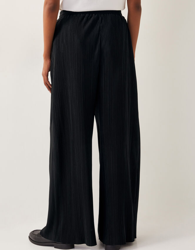 Paula Plisse Wide Leg Trousers, Black (BLACK), large