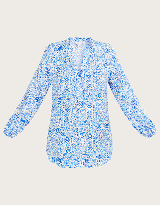Josephine Geometric Print Blouse, Blue (BLUE), large