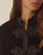 Viola Beaded Frogging Velvet Jacket, Black (BLACK), large