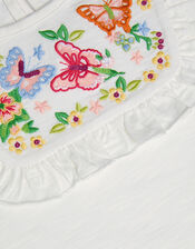 Embroidered Yoke Butterfly T-Shirt, White (WHITE), large