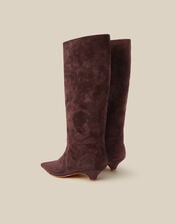 Isha Faux Suede Knee High Heeled Boots, Brown (CHOCOLATE), large