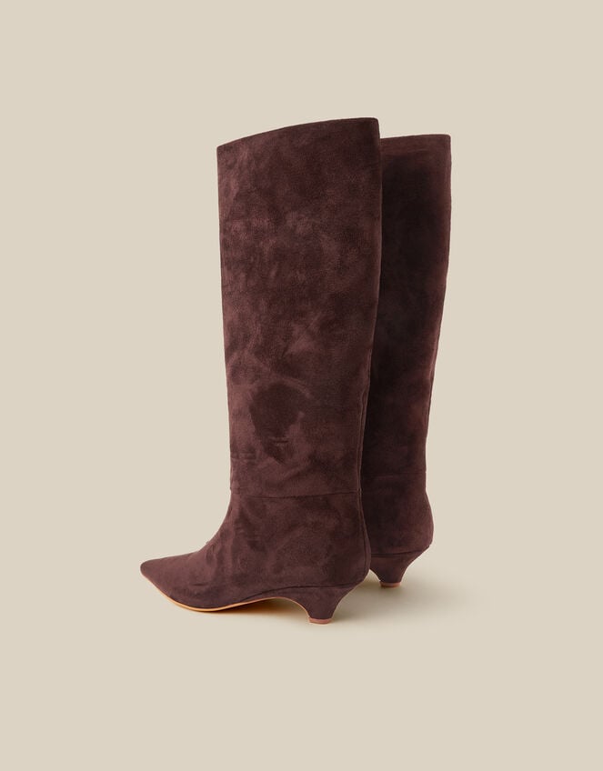 Isha Faux Suede Knee High Heeled Boots, Brown (CHOCOLATE), large