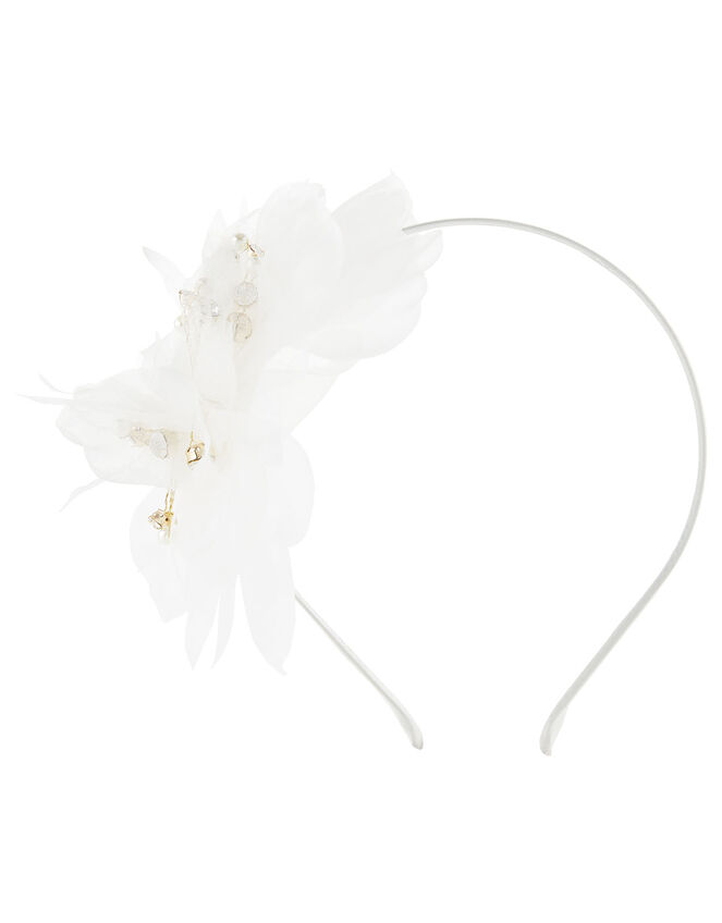 Pearly Organza Flower Headband, , large