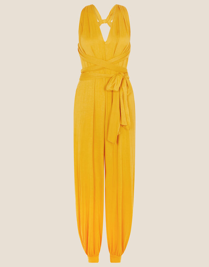 8772 Yellow Tie Waist Jumpsuit