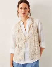 Ren Crochet Waistcoat, Ivory (IVORY), large