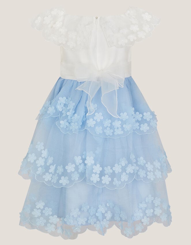 Rebecca Appliqu&eacute; Scallop Tiered Party Dress, Blue (BLUE), large