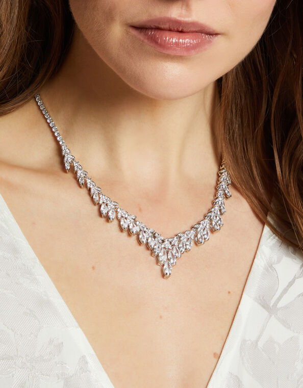 Diamante Leaf Necklace, , large