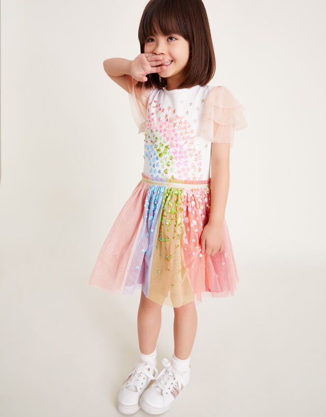 Sequin Rainbow Tulle Disco Dress, Pink (PINK), large